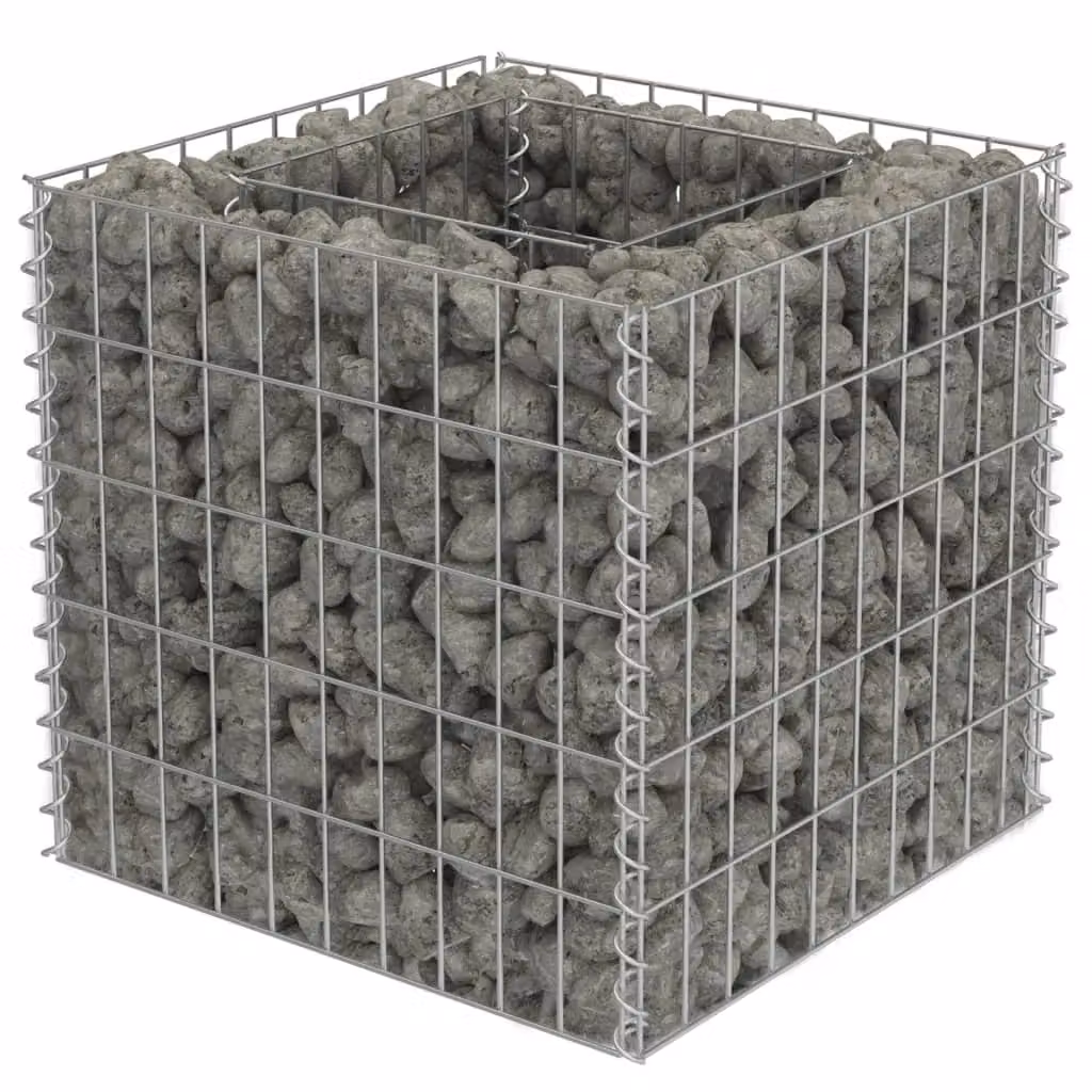 Berkfield Home Silver Galvanised Steel Stone Gabion Raised Bed, W/D/H: 50 x 50 x 50 cm – 2