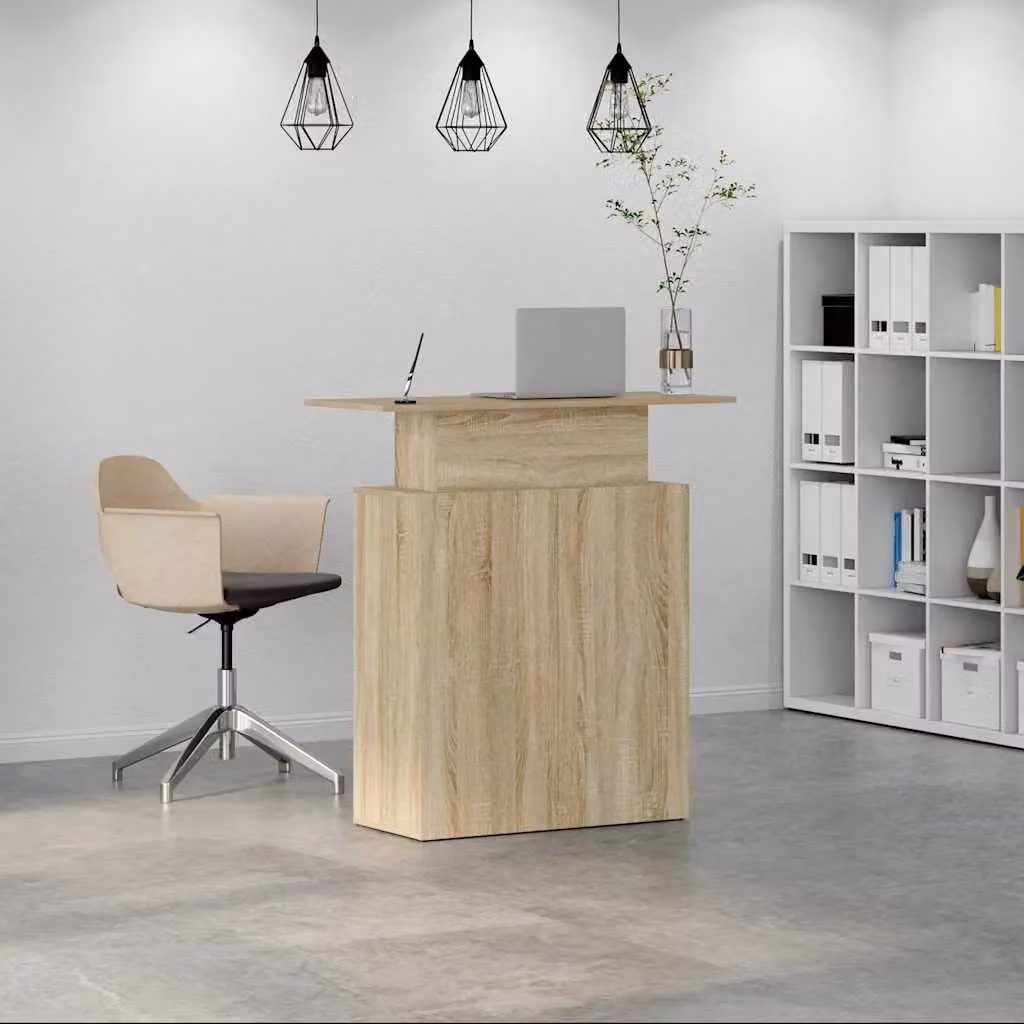 Berkfield Home Sonoma Oak Reception Desk in Brown, W/D/H: 100 x 40 x 104 cm – 2