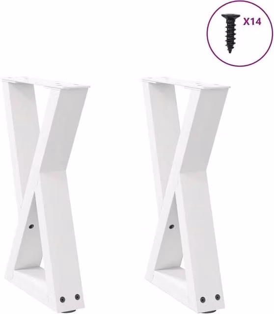 Berkfield Home Steel Coffee Table Legs, 2 Pieces, White, H: 38 cm, Adjustable: 42-43.3 cm