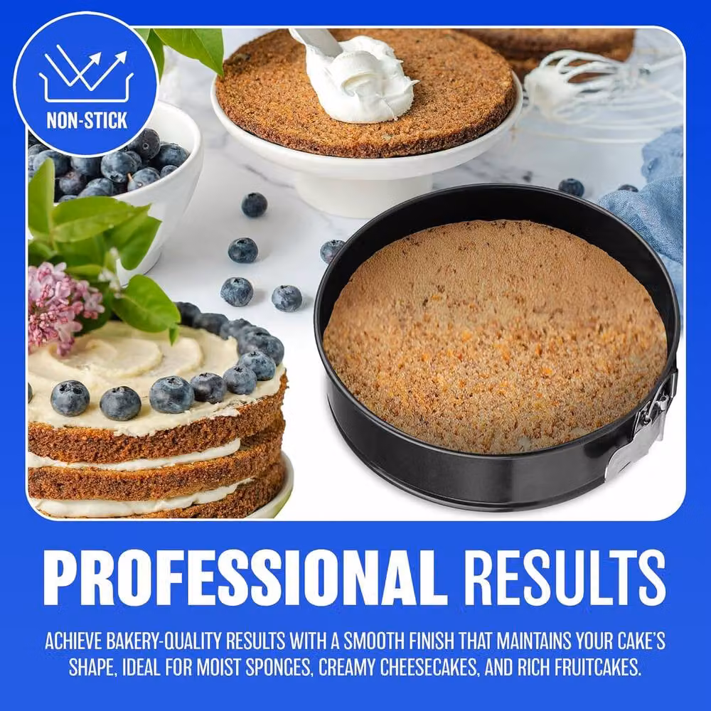 BARGAINS-GALORE Non-Stick Round Springform Cake Tin, Black, Diameter: 18 cm – 3