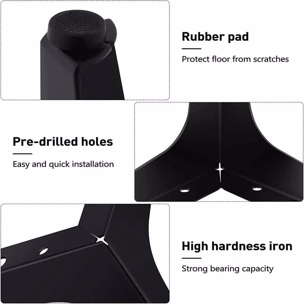 PAWNORA Black Metal Furniture Legs, 4 Pack – 3
