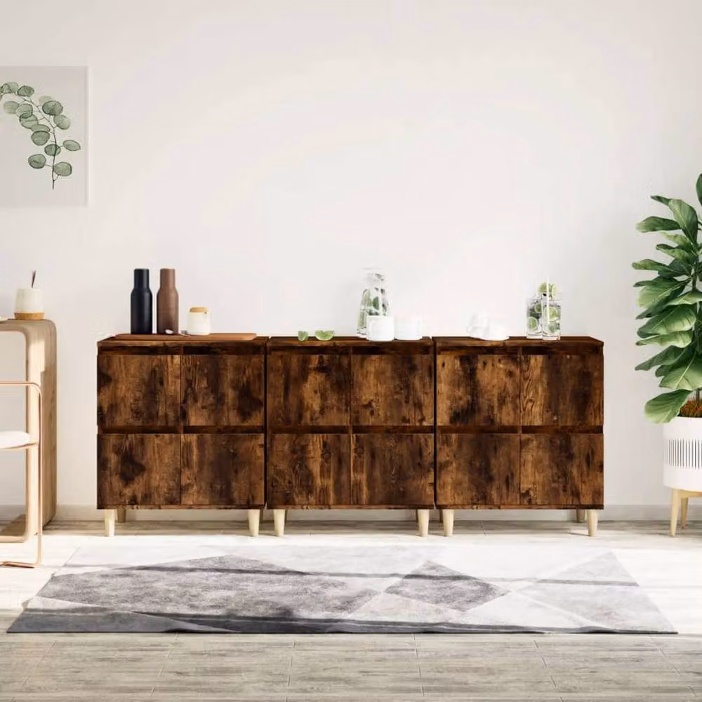 Berkfield Home 3-Piece Sideboard Set in Smoked Oak Brown, W/D/H: 60 x 35 x 70 cm – 2