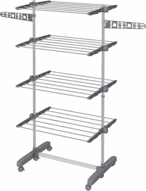 VOGREX 4-Tier Large Stainless Steel Clothes Airer in Grey – 1