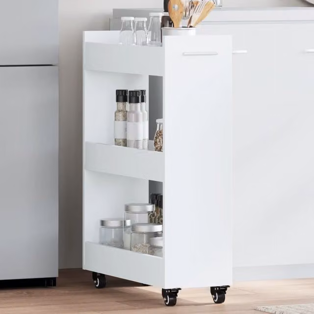 Berkfield Home White Cabinet with Wheels, W/D/H: 60 x 22 x 79 cm
