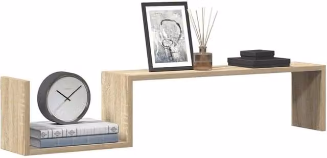 Berkfield Home Wall Mounted Shelf Set of 2 in Sonoma Oak, Brown, W/D/H: 100 x 20 x 15 cm
