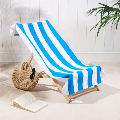 Dreamscene Blue and White Striped Microfibre Beach Towel, Quick-Drying and Fluffy, W/H: 71 x 152 cm – 1