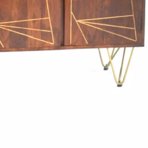 IH Design Deiondre Large Sideboard with 3 Doors in Dark Mango and Brown with Gold Details – 3