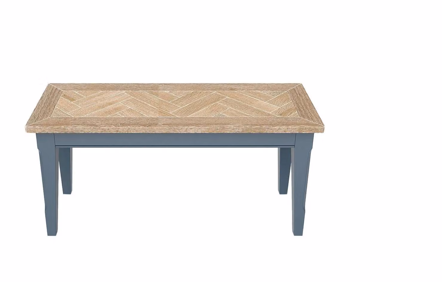 Baumhaus Signature Blue Dining Bench in White and Blue Lacquered Oak, W/D/H: 150 x 35 x 45 cm – 2