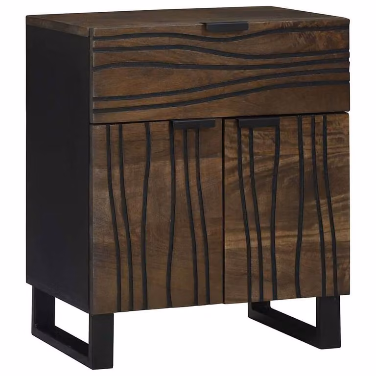 Berkfield Home Bedside Cabinet in Brown Solid Mango Wood, W/D/H: 50 x 33 x 60 cm