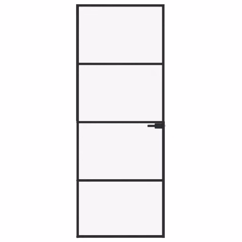 Berkfield Home Modern Interior Door in Black with Tempered Glass and Aluminium, W: 76 cm, H: 201.5 cm – 2