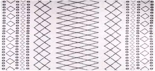 Berkfield Home Washable Boho Anti Slip Rug in Black and White, W: 80 cm, L: 300 cm