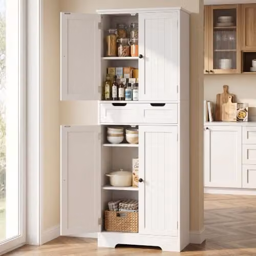 HOMCOM Freestanding Tall Bathroom Cabinet with Drawers and Shelves, White, W/D/H: 60 x 30 x 160 cm – 5