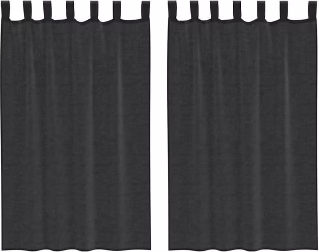 Berkfield Home Black Voile Tab Top Curtains, 2 Pack, W: 140 cm, H: 175 cm – 1