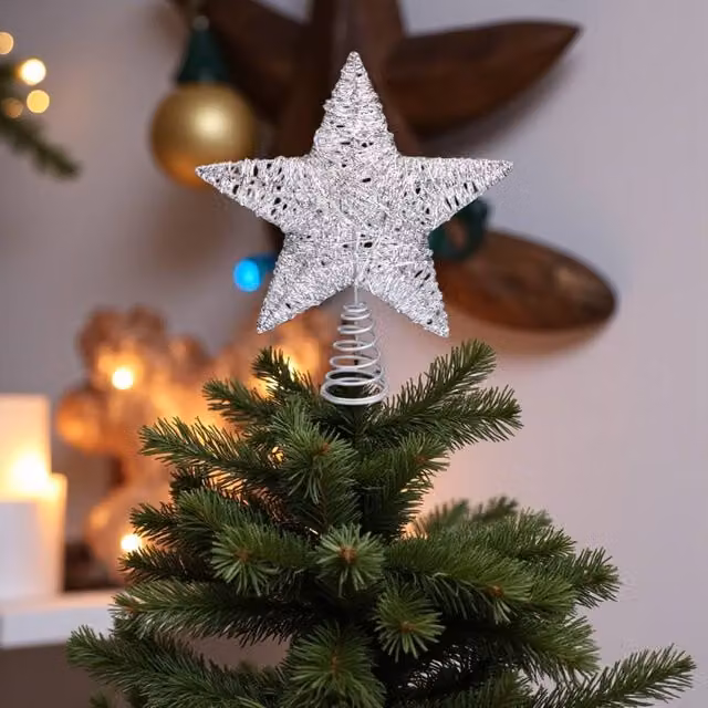 Garden Greatness Silver Star Christmas Tree Topper – 1