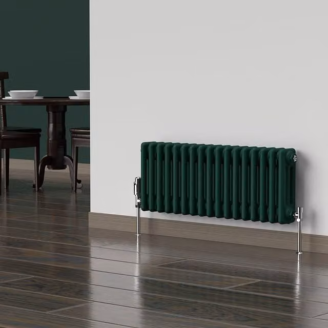 Lux Heat Horizontal 3 Column Steel Radiator in Green, W: 78.5 cm, H: 30.0 cm