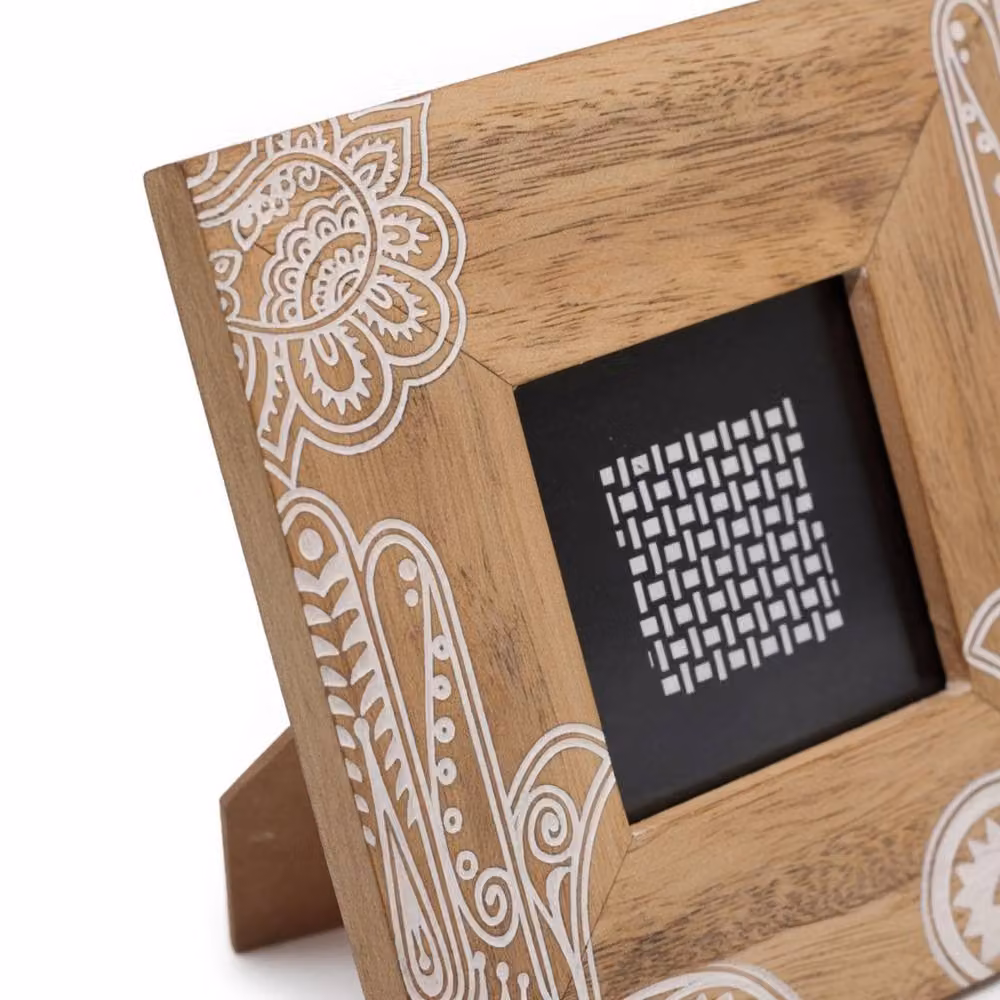 KDMD Hansa White and Brown Mango Wood Square Picture Frame for 10x15cm Photos, W/H/D: 20 x 20 x 2 cm – 2
