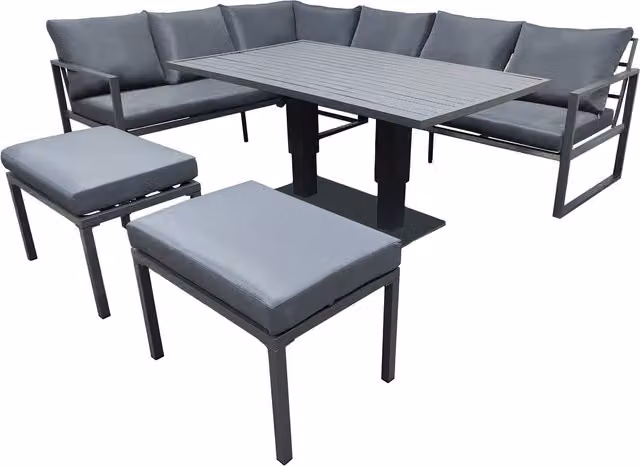 Alivio 8 Seater Modern Grey Metal Garden Furniture Set