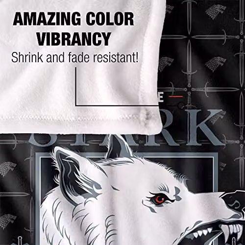 LOGOVISION Game of Thrones House Stark Silky Touch Super Soft Fleece Throw Blanket, White, W: 152 cm, D: 127 cm – 3