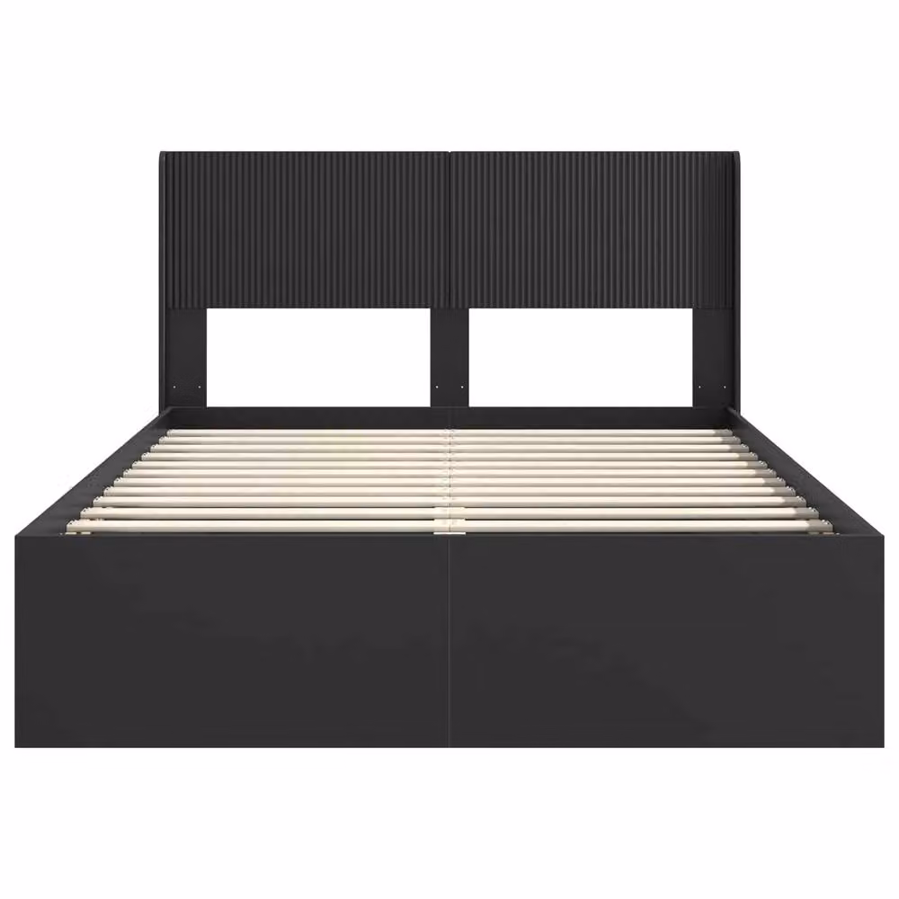 Berkfield Home Modern Bed Frame with Headboard and Side Compartment Storage, Black, W/D/H: 120 x 200 cm – 4