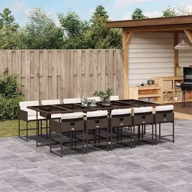 Berkfield Home Garden Dining Set in Brown and White