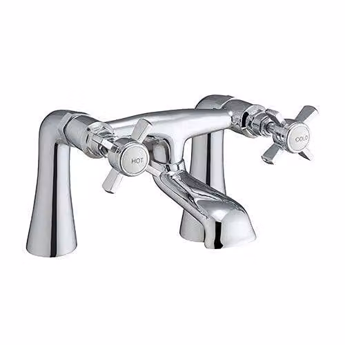 Nes Home Two Handle Chrome and Brass Bathtub Filler Tap