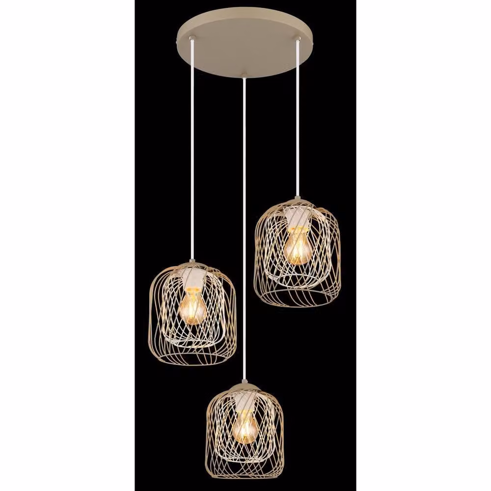 Netlighting Dichti Cluster Pendant Ceiling Light in Beige Matt with 3x E27 Sockets – 2