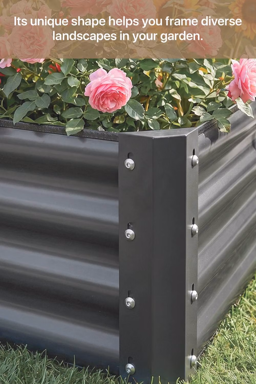 Garden Sanctuary Galvanised Steel Raised Garden Bed in Grey, W: 80 cm, D: 80 cm, H: 29 cm – 2