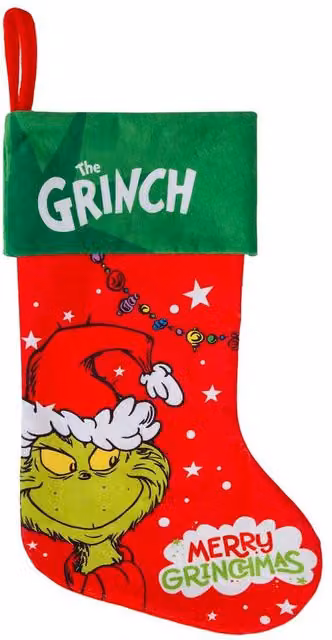 VFM e-Store Grinch Christmas Stocking in Red and Green, H 40 cm x W 26 cm x D 26 cm – 1