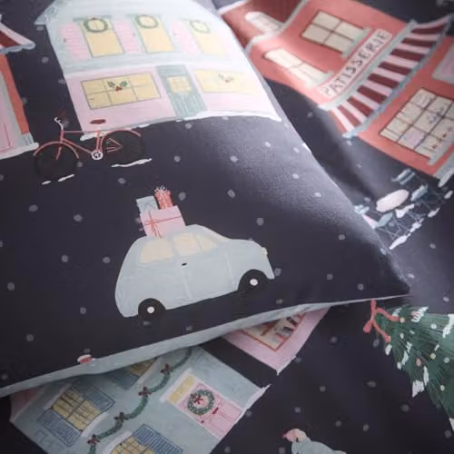 Fusion Christmas Houses Navy Duvet Cover Set with 2 Pillowcases, Super King, 260 x 220 cm – 3