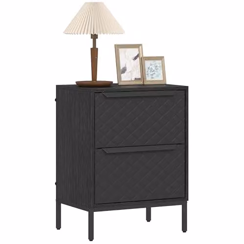 HOMCOM Modern Black Chest of Drawers with Metal and MDF Construction – 1