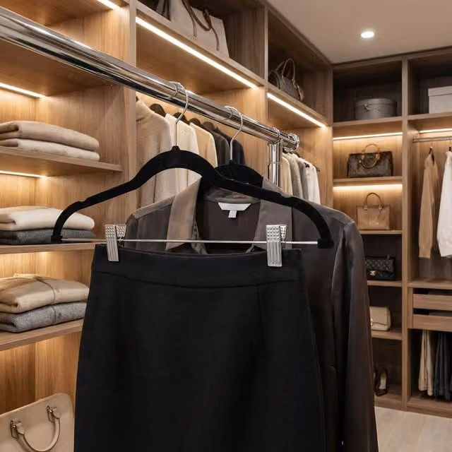 SONGMICS Non-Slip Velvet Flocked Trouser Hangers with Clips in Black
