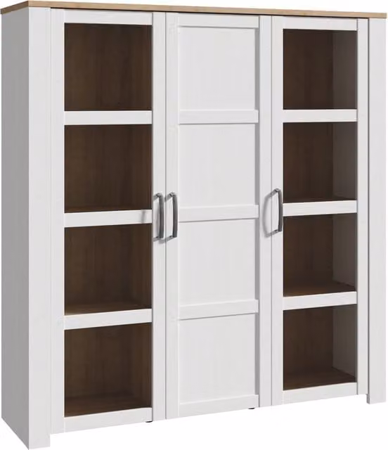 Furniture To Go Bohol Large Display Cabinet with 4 LED Lights in Riviera Oak and White – 1
