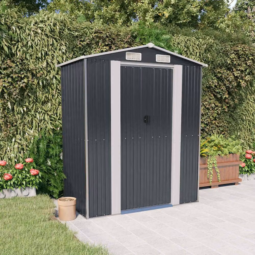 Berkfield Home Anthracite Garden Shed in Galvanised Steel, W/D/H: 192 x 108 x 223 cm – 2