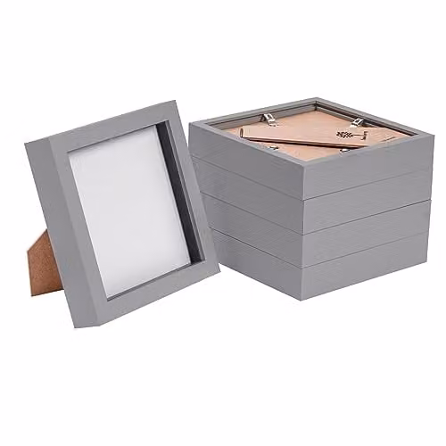 Nicola Spring Grey Square 3D Shadow Box Photo Frames, Pack of 5, W/D/H: 17.5 x 17.5 x 3.5 cm – 1