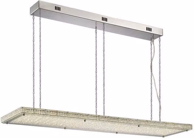 Amelia LED Ceiling Pendant Light with Remote Control, 68W, Polished Chrome and Crystal