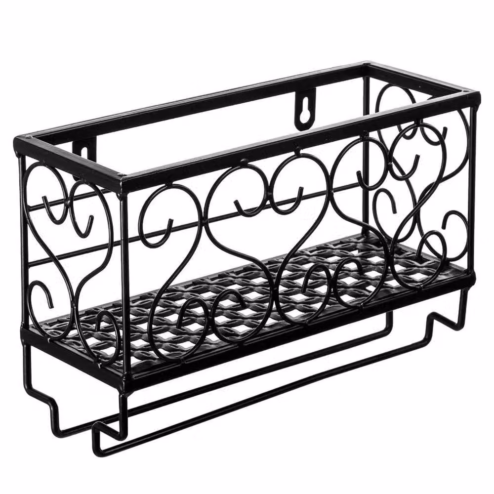 Kelvenix Matt Black Metal Wall Mounted Wine Glass Rack Shelf – 4