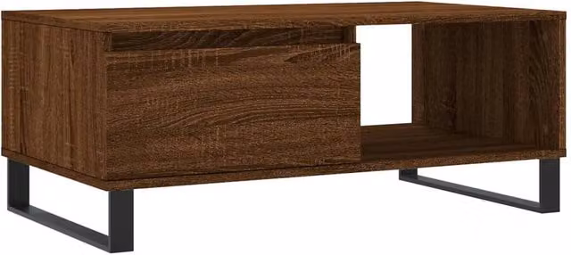Berkfield Home Modern Rectangular Coffee Table in Brown Oak, W/D/H: 90 x 50 x 36.5 cm