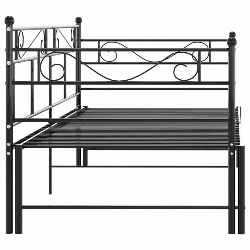Berkfield Home Black Metal Pull-out Sofa Bed Frame W: 90 cm, D: 185 cm, H: 95 cm – 2