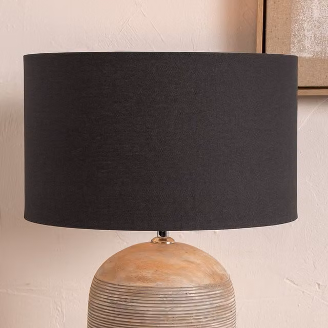 Pacific Lifestyle Modern Cylinder Fabric Table Lamp Shade in Grey, Diameter: 35 cm