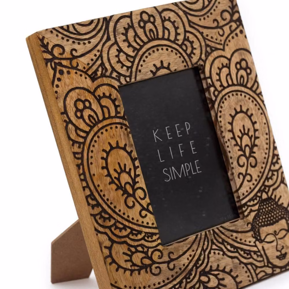 KDMD Elegant Black and Brown Mango Wood Buddha Photo Frame for 10x15 cm Photos – 2