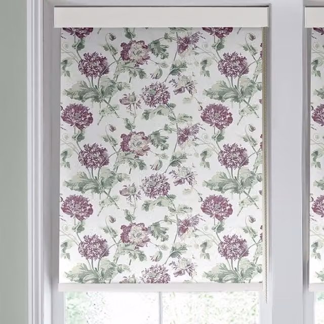 Laura Ashley Hepworth Made to Measure Blackout Roller Blind in Grape Floral Polyester