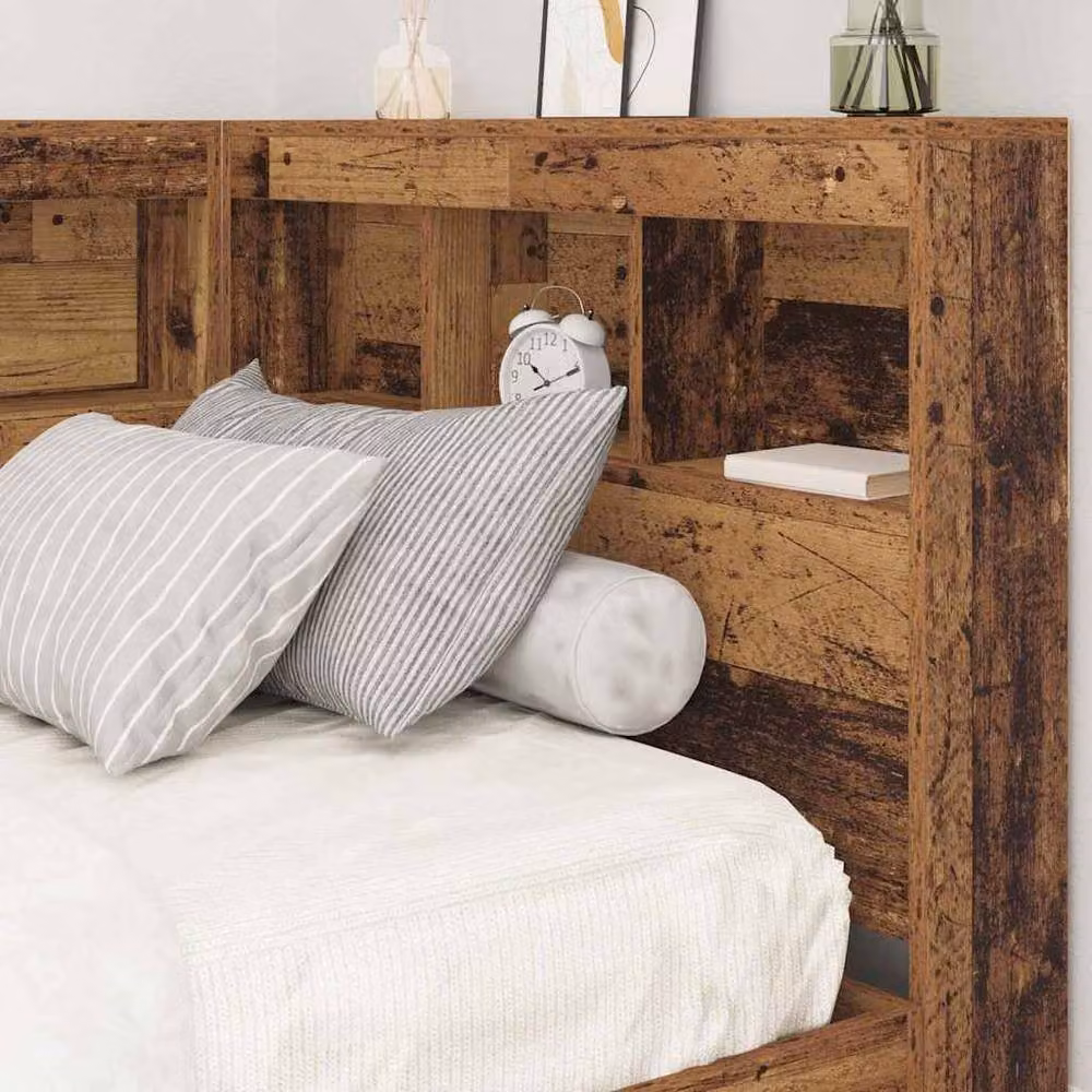 Berkfield Home Storage Headboard with Shelf in Old Wood Brown, Width: 100 cm – 4