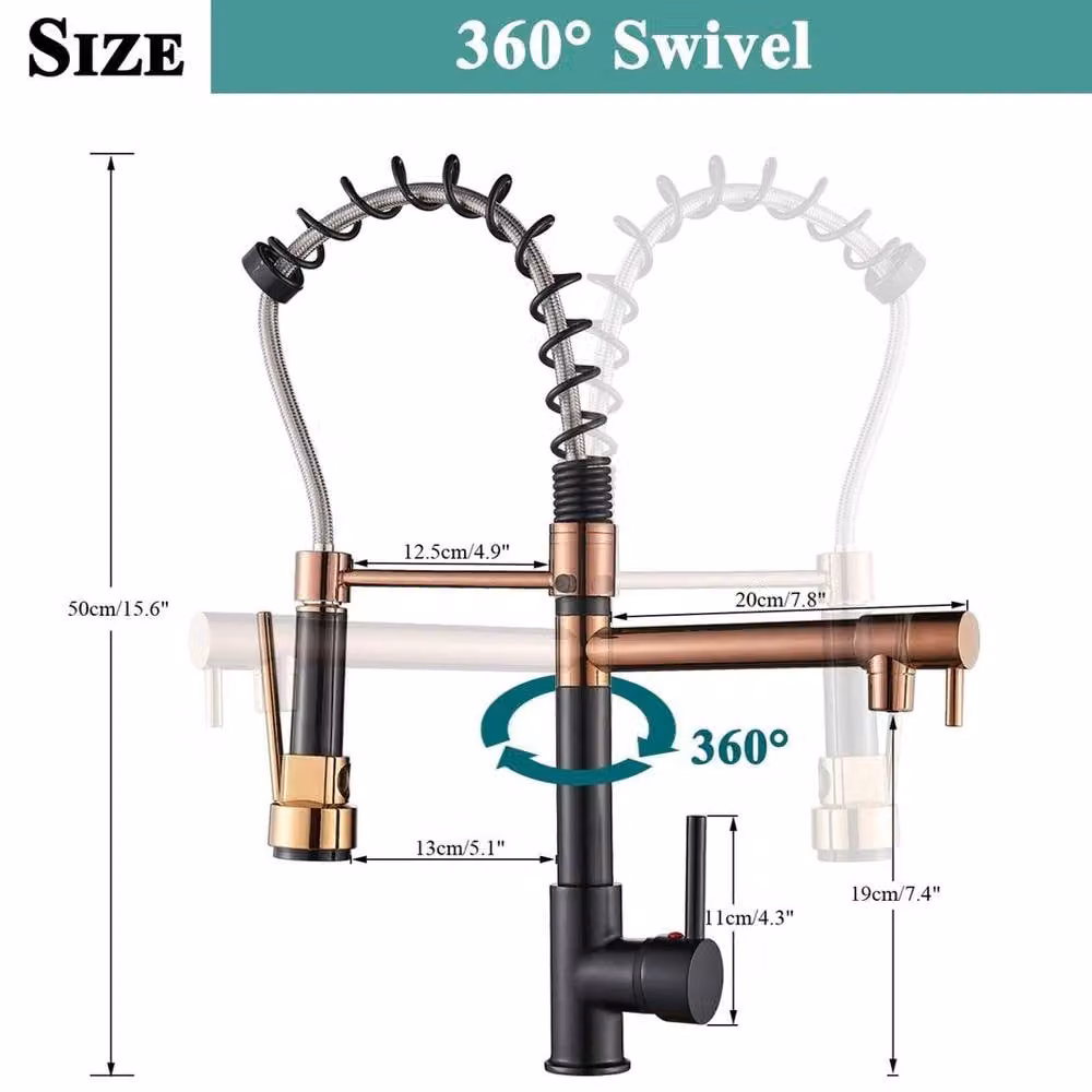 EONLION Matt Black Single Lever Kitchen Mixer Tap with Pull Out Spray Head – 2