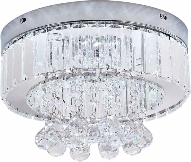Livingandhome Adjustable LED Crystal Ceiling Light with Remote Control in Chrome and Transparent