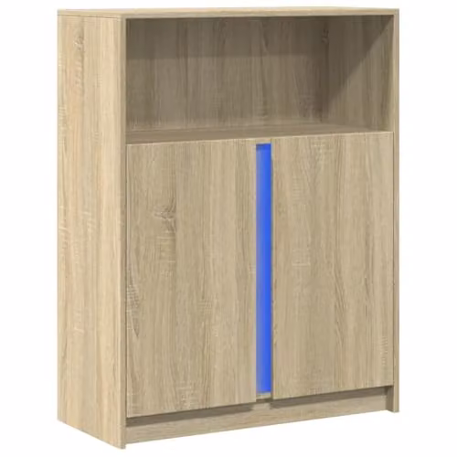 vidaXL Modern Sideboard with Integrated LED Lighting in Brown, W/D/H: 77 x 34 x 100 cm