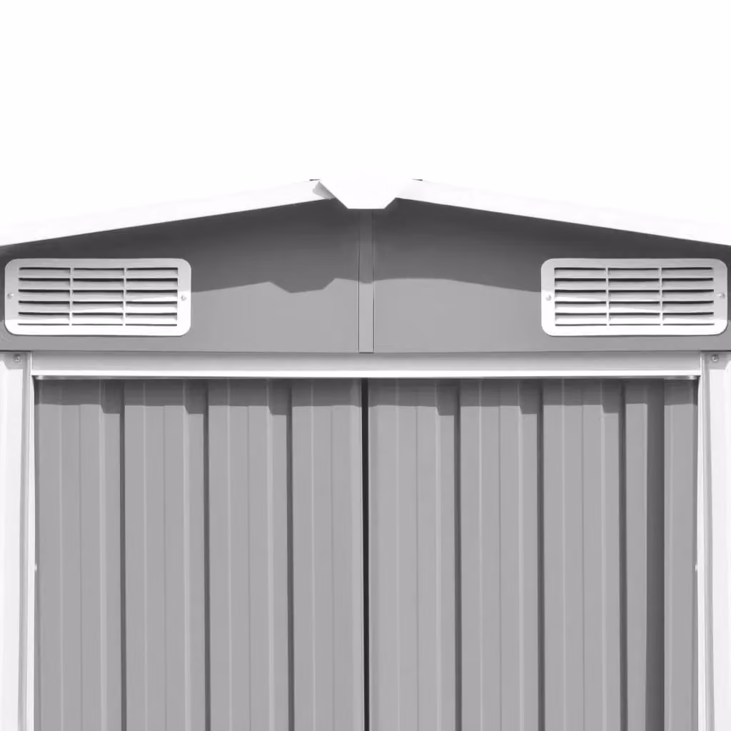 Berkfield Home Grey Galvanised Steel Garden Shed with Sliding Doors W/D/H: 990 x 257 x 181 cm – 3