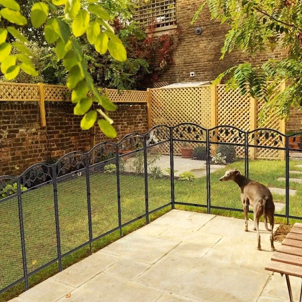 Kelvenix 5-Pack Metal Garden Fence Panels in Black, W/H: 80 x 80 cm – 4