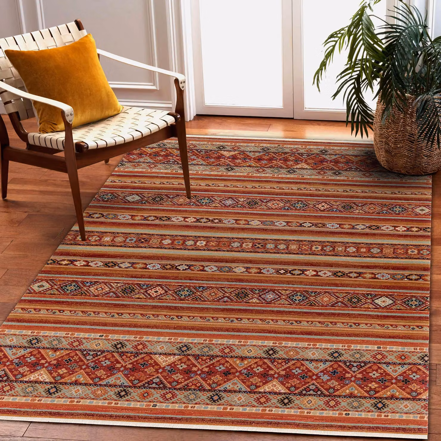RugsX Hand-Knotted Oriental Wool Keshan Rug in Terracotta, W: 200 cm, D: 290 cm – 3