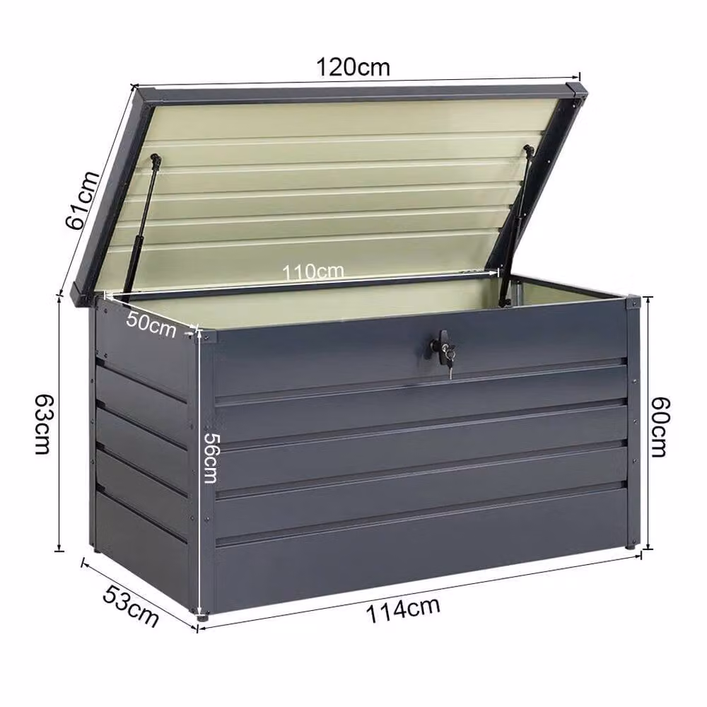 PAWNORA Anthracite Grey Metal Outdoor Garden Storage Box, 350 L – 2