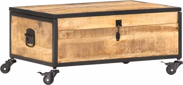 Berkfield Home Industrial Mango Wood Coffee Table in Brown, W/D/H: 70 x 50 x 33 cm – 1
